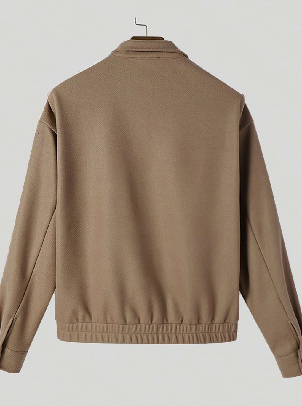 Men's Button-Front Wool-Look Bomber Jacket Stand Collar