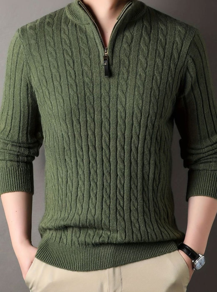 Men's Cable Knit Half-Zip Warm Winter Sweater