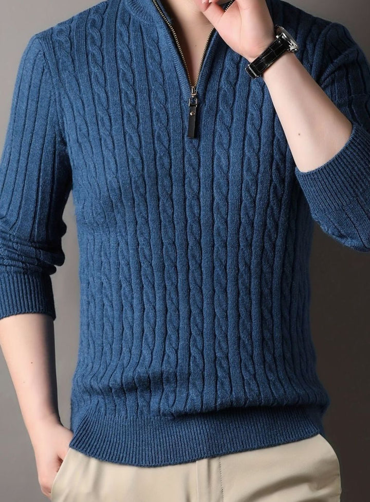 Men's Cable Knit Half-Zip Warm Winter Sweater