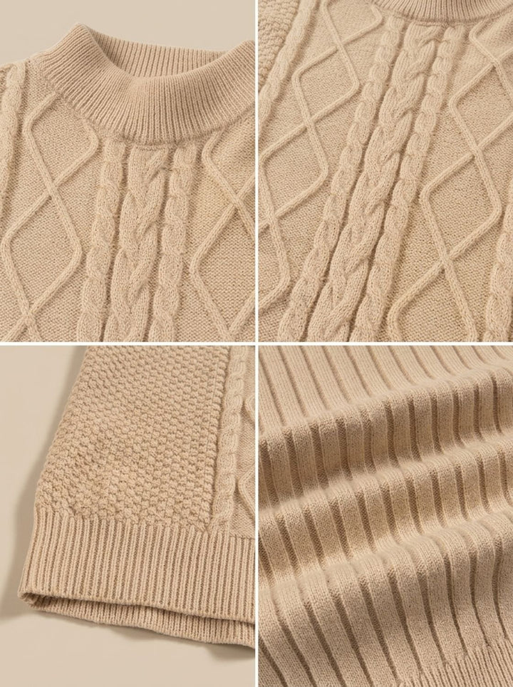 Men's Cable-Knit Mock-Neck Regular-Fit Pullover Sweater