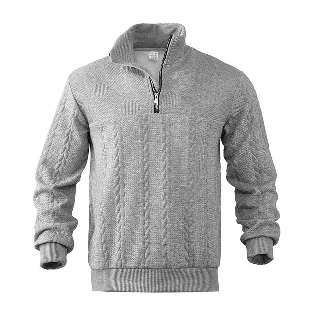 Men's Cable Knit Sweater Quarter-Zip Pullover