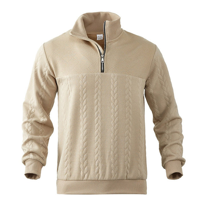 Men's Cable Knit Sweater Quarter-Zip Pullover