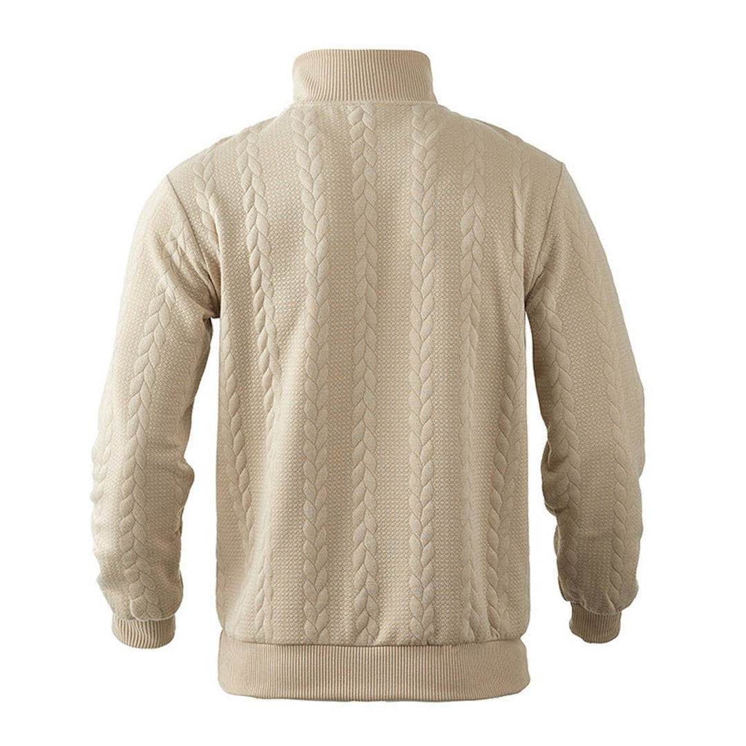 Men's Cable Knit Sweater Quarter-Zip Pullover