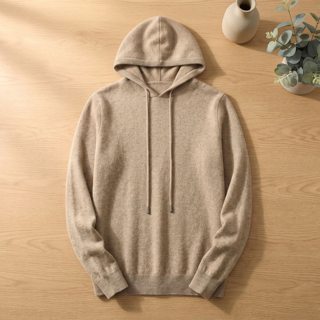 Men's Cashmere Hooded Drawstring Pullover Sweater