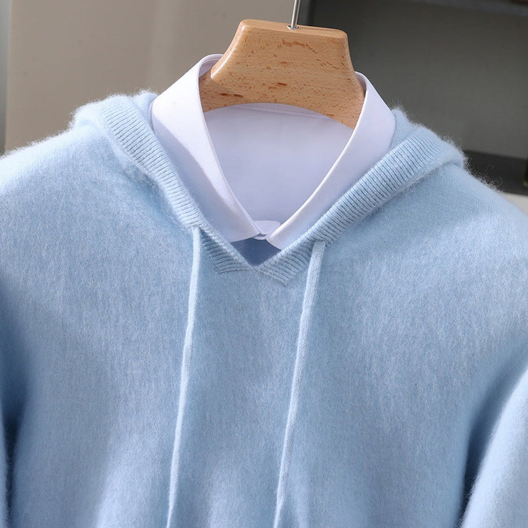 Men's Cashmere Hooded Pullover Knit Sweater