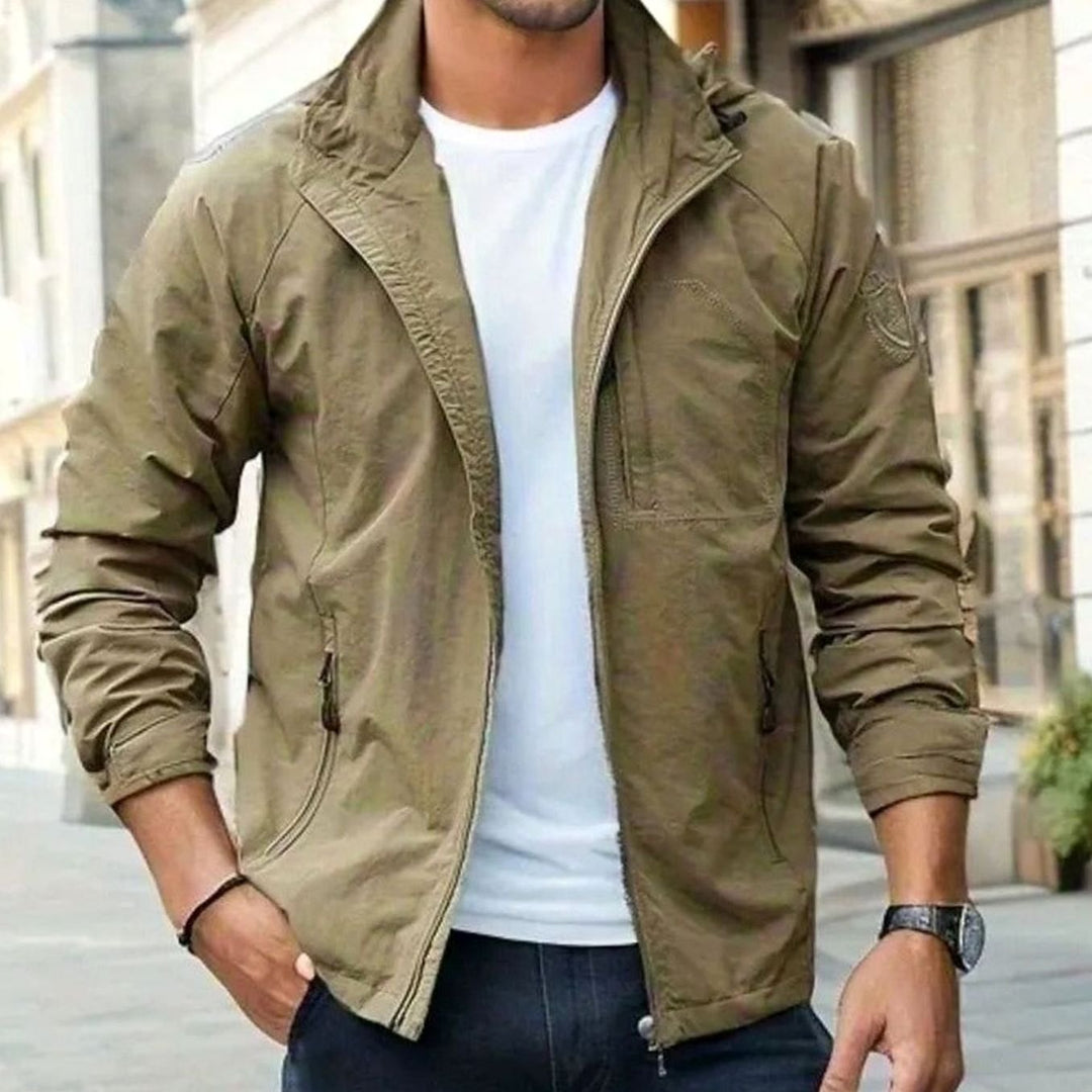 Men's Casual Zip-Up Urban Street Jacket Long Sleeve - Brown