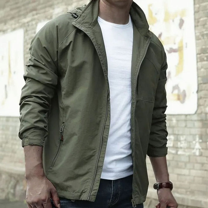 Men's Casual Zip-Up Urban Street Jacket Long Sleeve - Green