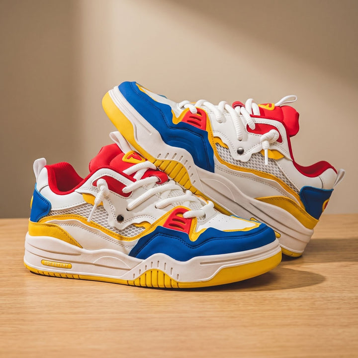 Men's Chunky Low-Top Lace-Up Casual Sneakers - Yellow