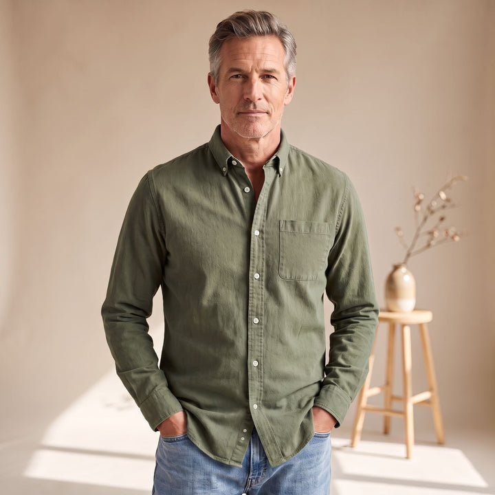 Men's Classic Button-Down Long-Sleeve Oxford Shirt - Green