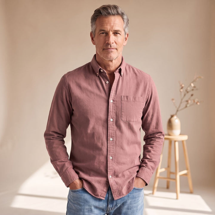 Men's Classic Button-Down Long-Sleeve Oxford Shirt - Pink