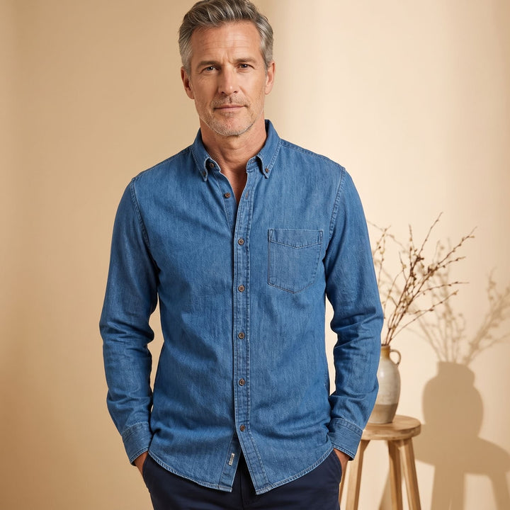 Men's Classic Button-Down Long-Sleeve Oxford Shirt - Blue