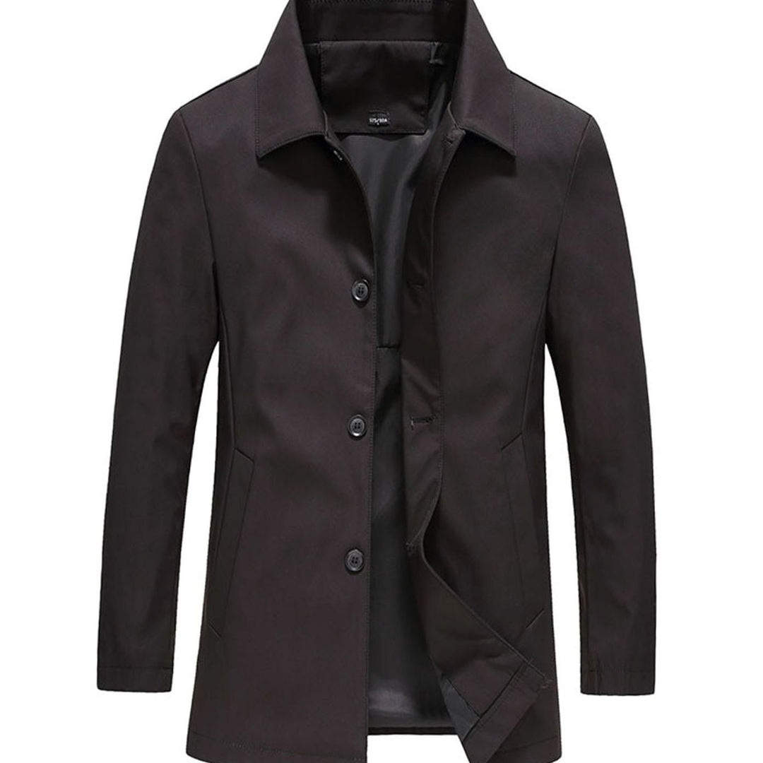 Men's Classic Button-Up Tailored Lightweight Jacket - Black