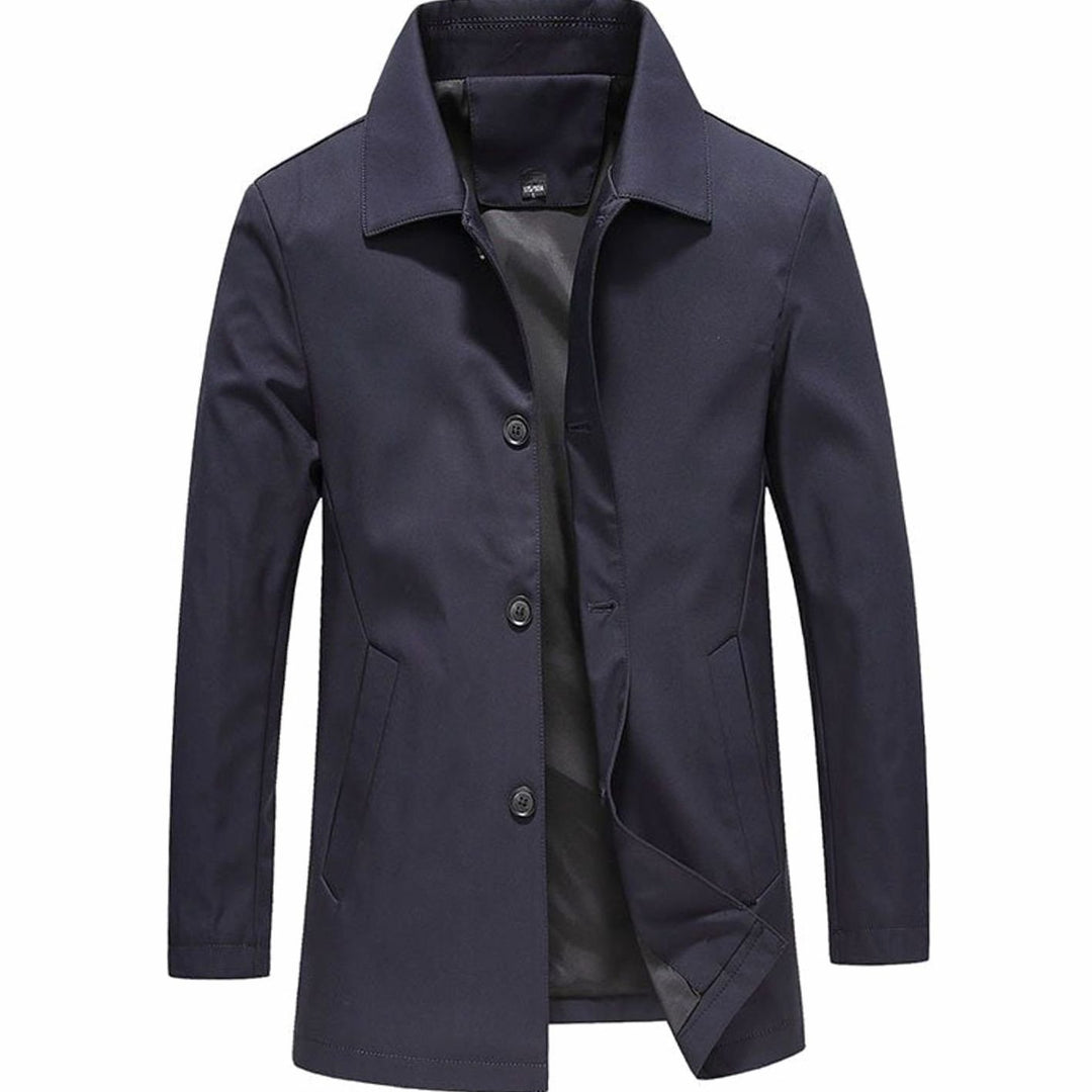 Men's Classic Button-Up Tailored Lightweight Jacket - Blue