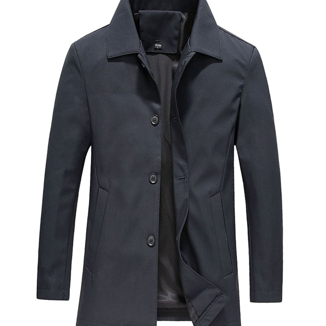 Men's Classic Button-Up Tailored Lightweight Jacket - Navy Blue