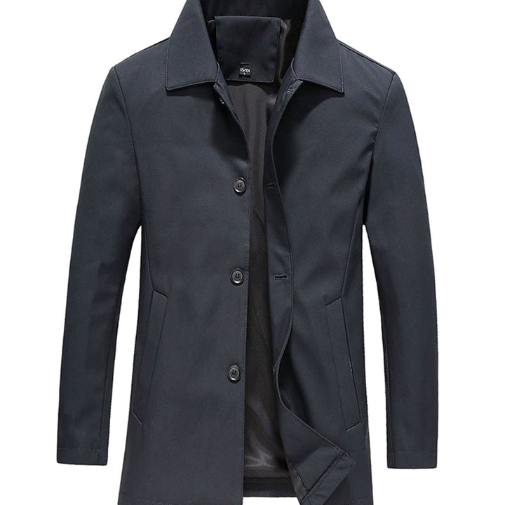 Men's Classic Button-Up Tailored Lightweight Jacket - Navy Blue