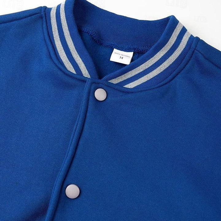 Men's Classic Varsity Bomber Jacket Snap-Front Ribbed Collar