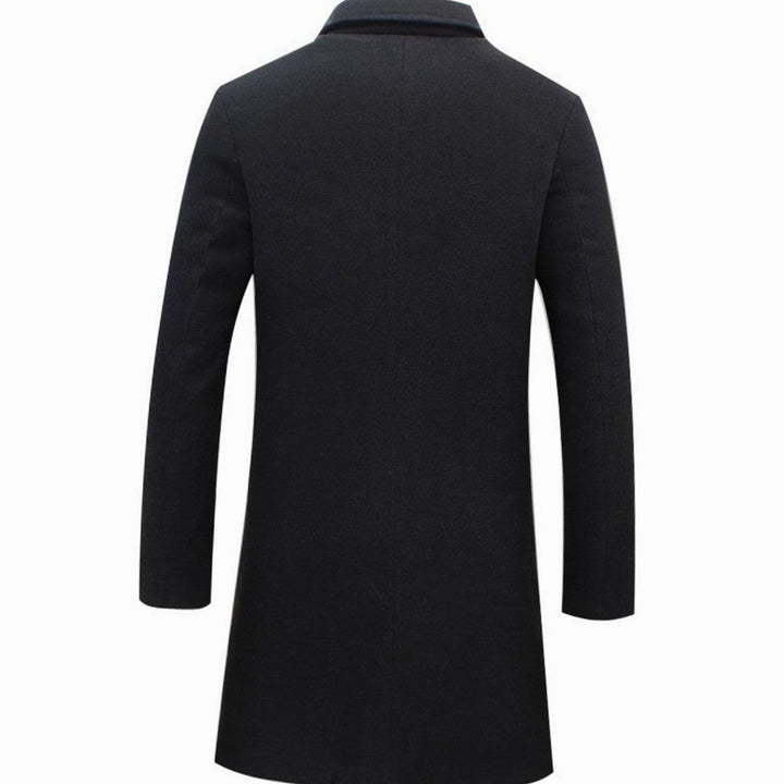 Men's Cold Weather Tailored Single-Breasted Wool-Blend Trench Coat