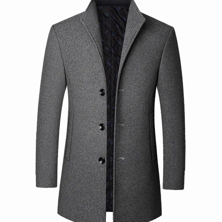 Men's Cold Weather Tailored Wool-Blend Overcoat - Grey
