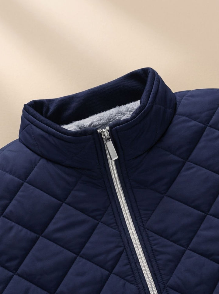 Men's Diamond-Quilted Fleece-Lined Full-Zip Winter Jacket