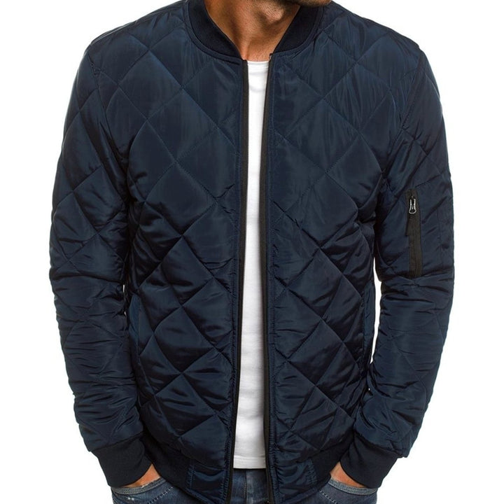 Men's Diamond-Quilted Full-Zip Bomber Jacket - Tibetan Blue
