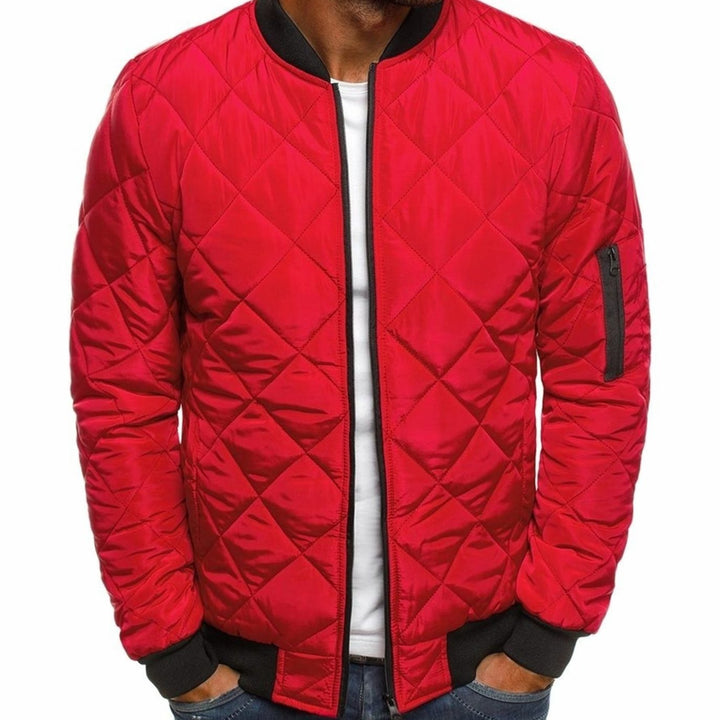Men's Diamond-Quilted Full-Zip Bomber Jacket - Red