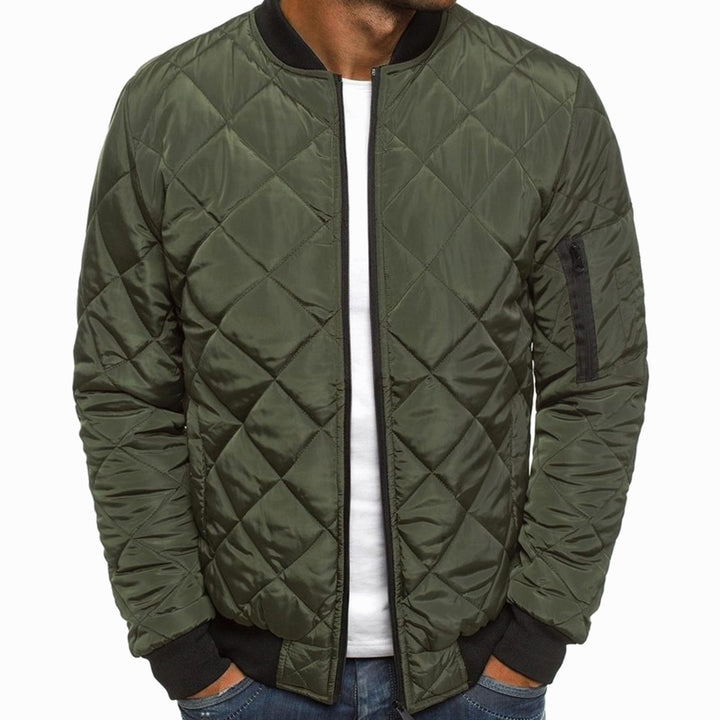 Men's Diamond-Quilted Full-Zip Bomber Jacket - Green
