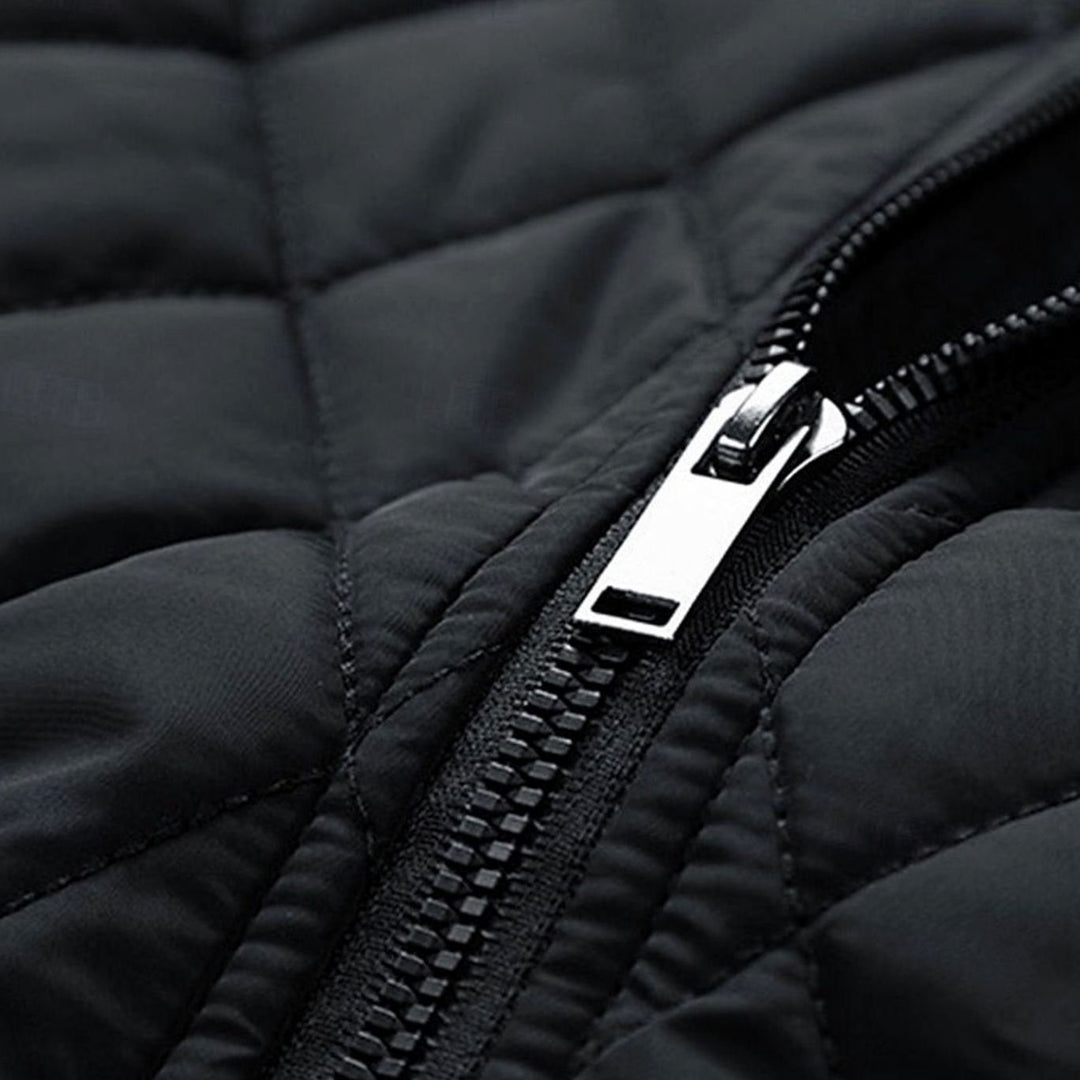 Men's Diamond-Quilted Stand-Collar Full-Zip Jacket