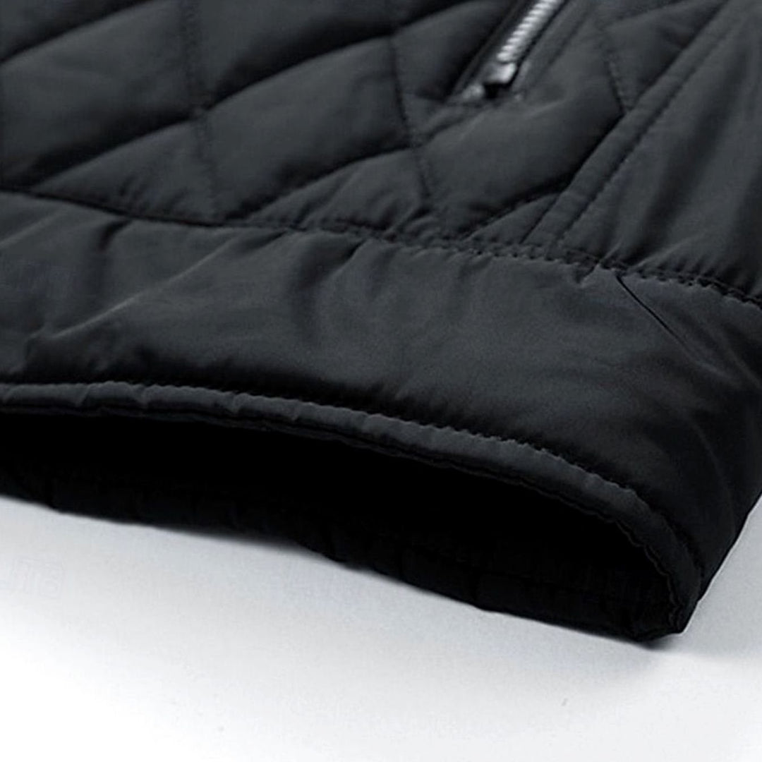 Men's Diamond-Quilted Stand-Collar Full-Zip Jacket