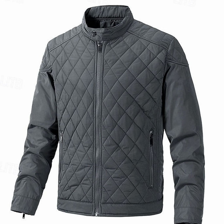Men's Diamond-Quilted Stand-Collar Full-Zip Jacket - Gray