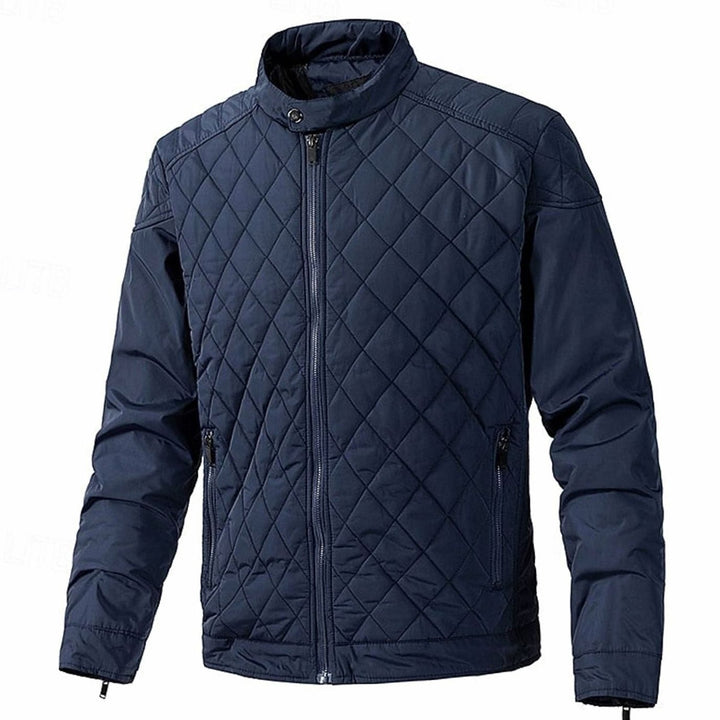 Men's Diamond-Quilted Stand-Collar Full-Zip Jacket - Dark Blue