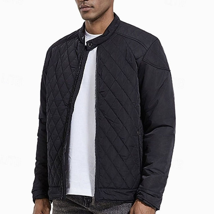 Men's Diamond-Quilted Stand-Collar Full-Zip Jacket
