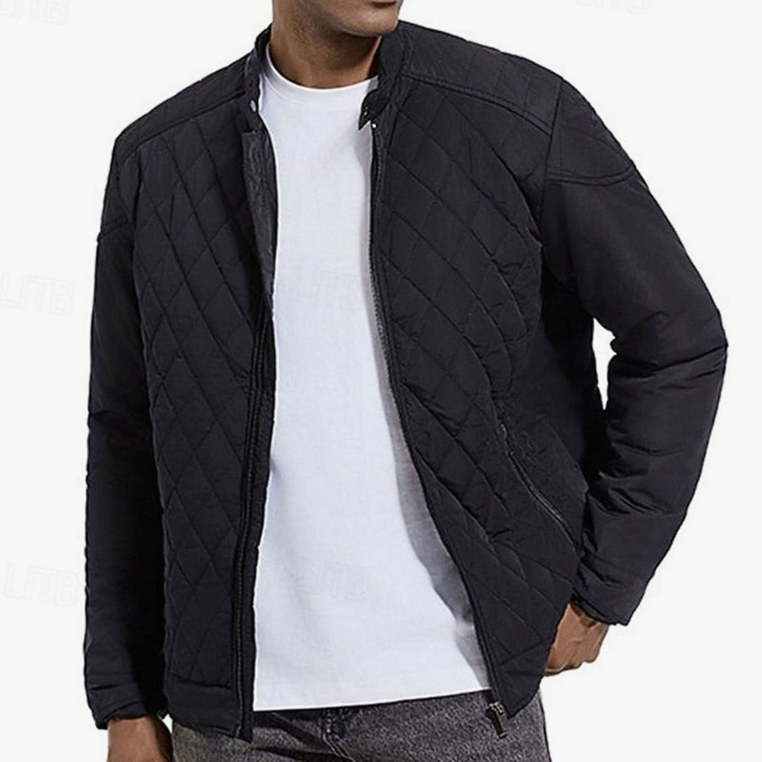 Men's Diamond-Quilted Stand-Collar Full-Zip Jacket
