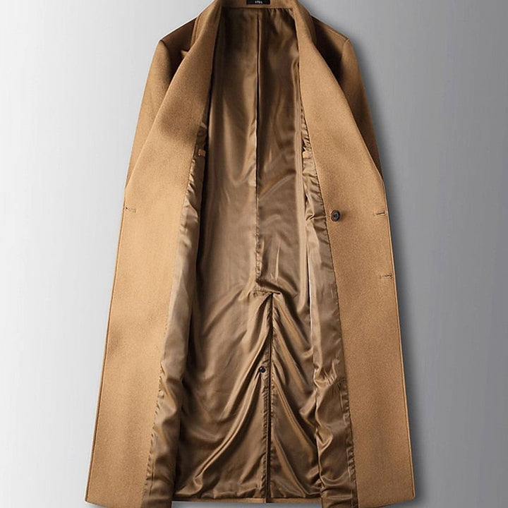 Men's Double-Breasted Wool Overcoat Long Tailored Coat