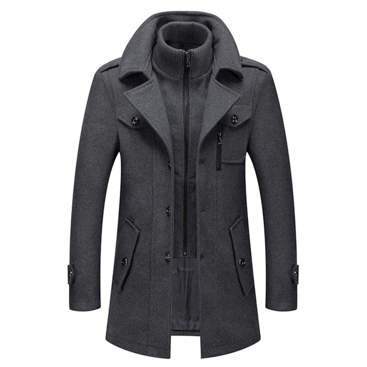 Men's Double-Layer Wool Blend Single-Breasted Overcoat - Gray