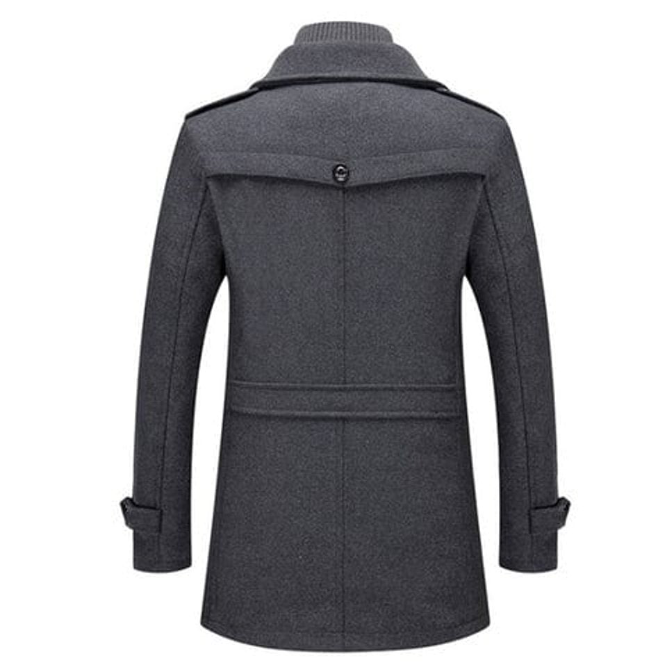Men's Double-Layer Wool Blend Single-Breasted Overcoat