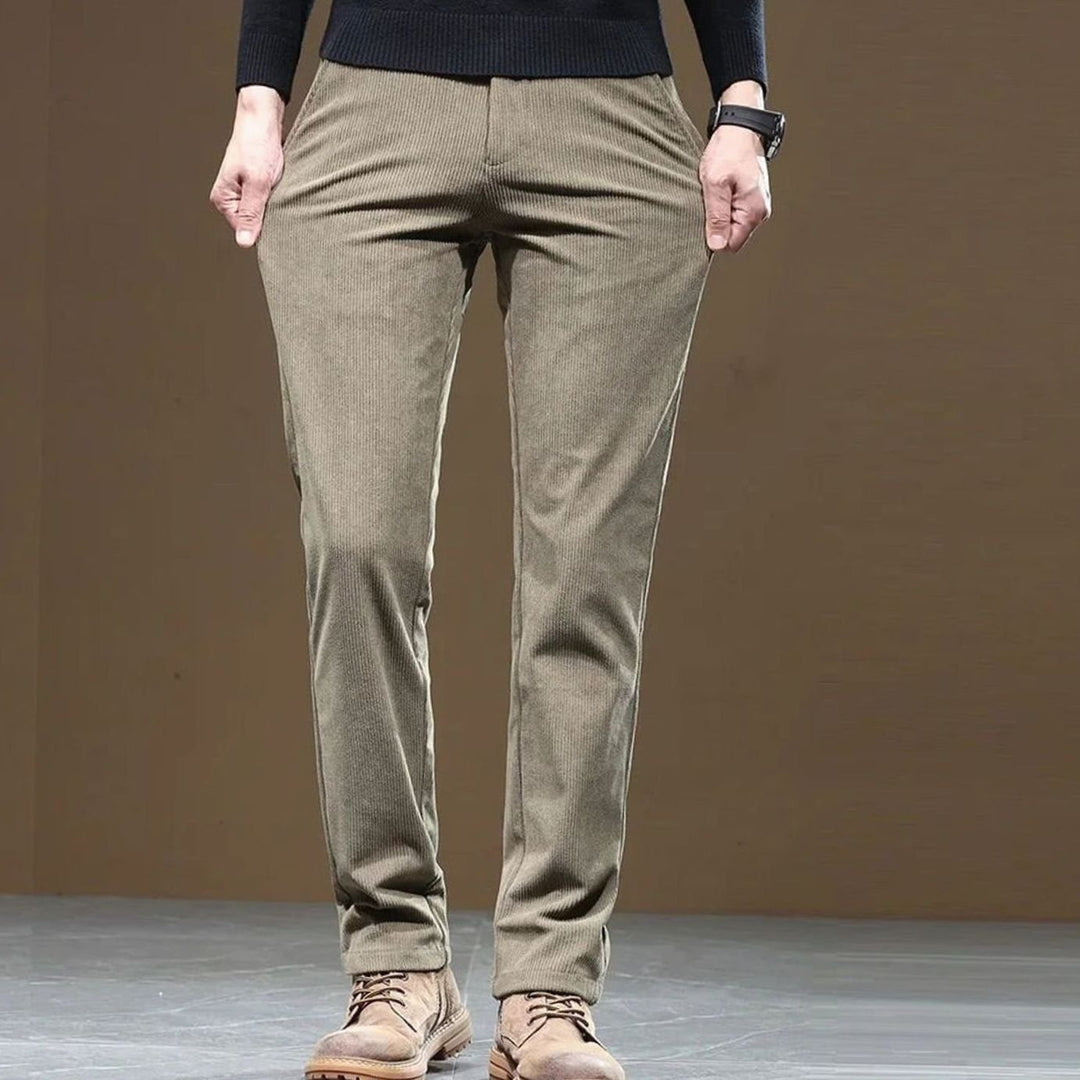 Men's Fleece-Lined Corduroy Straight-Fit Warm Pants