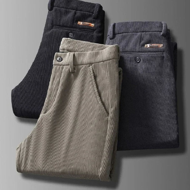 Men's Fleece-Lined Corduroy Straight-Fit Warm Pants