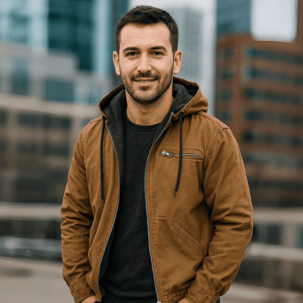Men's Fleece-Lined Full-Zip Hooded Jacket