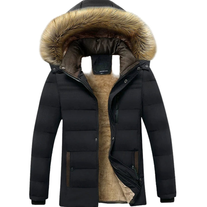 Men's Fleece-Lined Fur-Hood Quilted Winter Jackets
