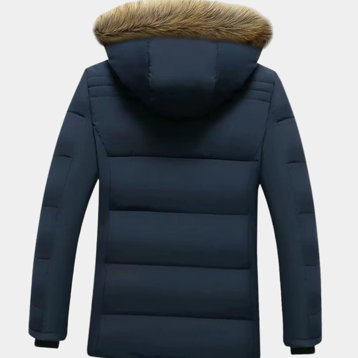Men's Fleece-Lined Fur-Hood Quilted Winter Jackets