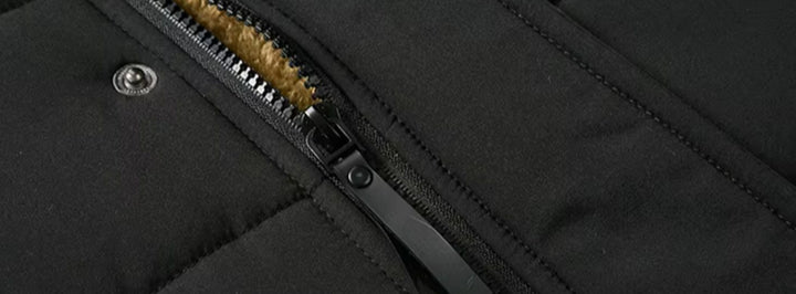 Men's Fleece-Lined Fur-Hood Quilted Winter Jackets