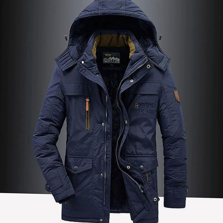 Men's Fleece-Lined Insulated Hooded Heavy-Duty Winter Jackets - Blue