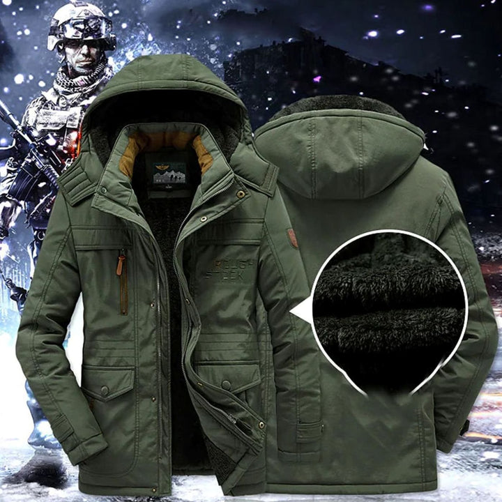 Men's Fleece-Lined Insulated Hooded Heavy-Duty Winter Jackets - Green