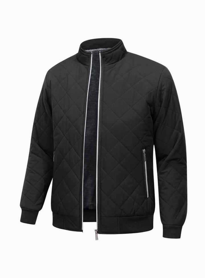 Men's Fleece-Lined Quilted Bomber Jacket Full-Zip
