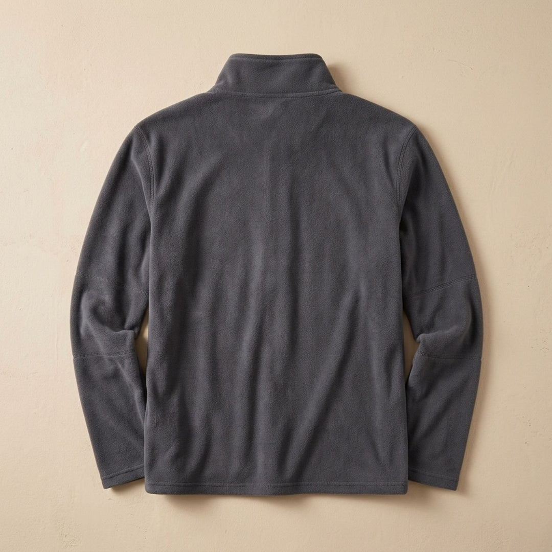 Men's Fleece Quarter-Zip Stand-Collar Pullover Sweater, Khaki