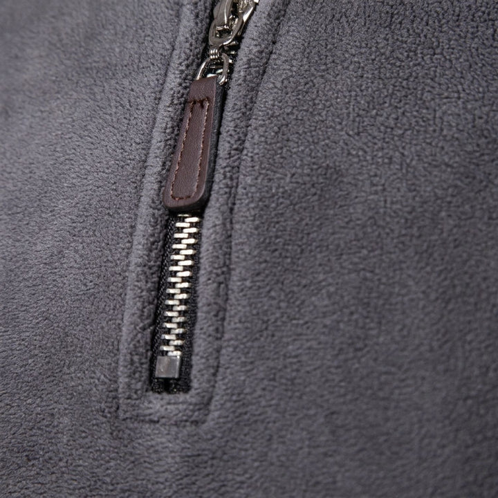 Men's Fleece Quarter-Zip Stand-Collar Pullover Sweater, Khaki