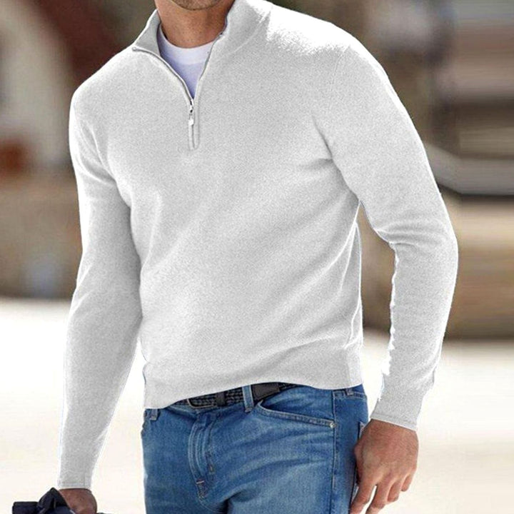 Men's Half-Zip Knit Warm Jumper Pullover Sweater - White