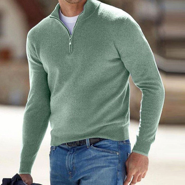 Men's Half-Zip Knit Warm Jumper Pullover Sweater - Green