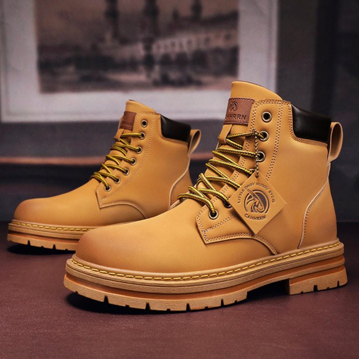 Men's Heavy-Duty Ankle Lace Up Boots Rugged Work Style - Tan