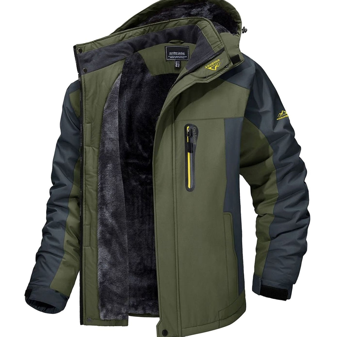 Men's Heavy-Duty Fleece-Lined Hooded Winter Jackets - Army Green